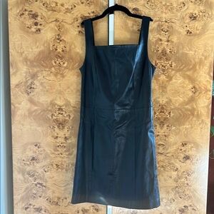 The Row Black Leather Strap Sheath Dress 8